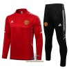 Manchester United Champions League Trainings Sweatshirt Pak Quarter-zip 2022-23 Rood Wit - Kids